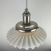 Antique Early 1900's Accordion 8" Milk Glass Oil Lamp Chimney now a beautiful Pendant Light  W/Custom Satin Nickel Hardware