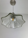 Vintage fluted Holophane Style Clear Cut glass 8 1/2" Shade now a beautiful Pendant Light with Satin Nickle Hardware