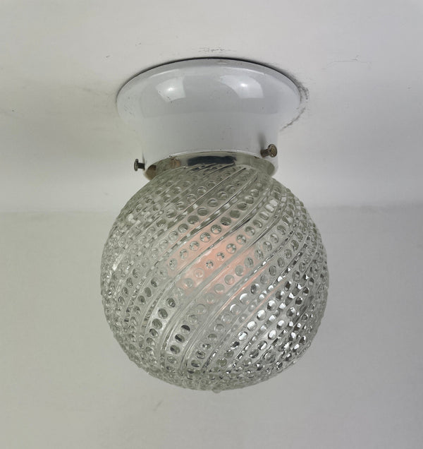 Vintage Ken-Mark New York incandescent flush fixture with 5" bubble glass Globe