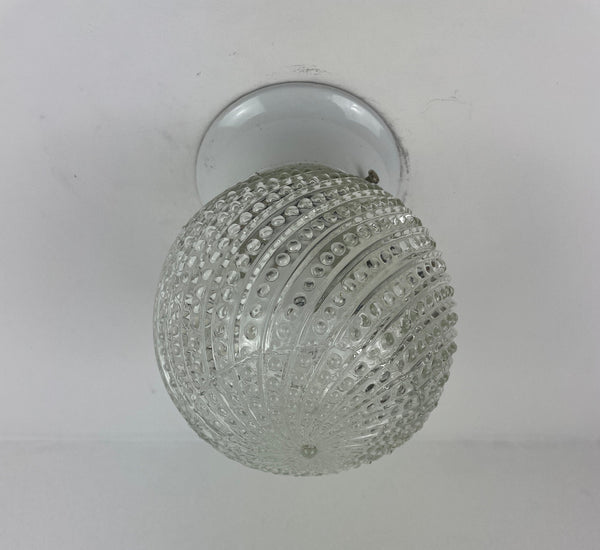 Vintage Ken-Mark New York incandescent flush fixture with 5" bubble glass Globe