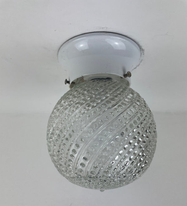 Vintage Ken-Mark New York incandescent flush fixture with 5" bubble glass Globe
