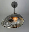 Vintage Pittsburgh Permaflector Gray ribbed XRay clamshell-shaped mercury glass shade with interior reflective surface