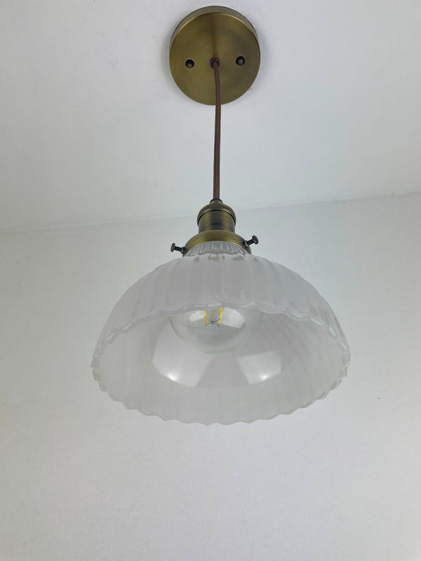 Antique Off White Translucent 1920's 7" Milk Glass Shade now a beautiful Pendant Light - You choose your hardware/wire selection