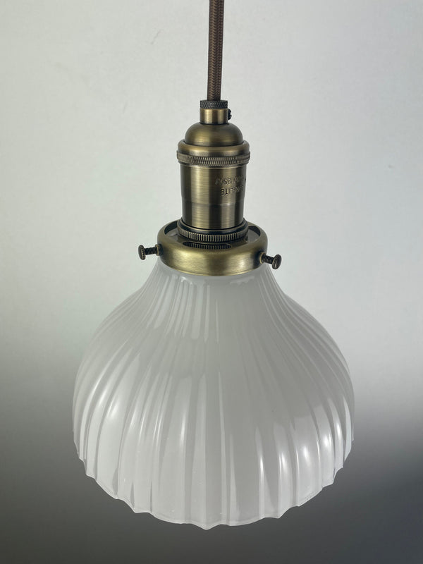 Antique Off White Translucent 1920's 7" Milk Glass Shade now a beautiful Pendant Light - You choose your hardware/wire selection