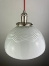 Mid-Century 1950/60's Original Corning Ware Design Wave Milk Glass 10" Shades | Pendant Light W/Custom Satin Nickel Hardware
