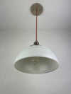 Mid-Century 1950/60's Original Corning Ware Design Wave Milk Glass 10" Shades | Pendant Light W/Custom Satin Nickel Hardware