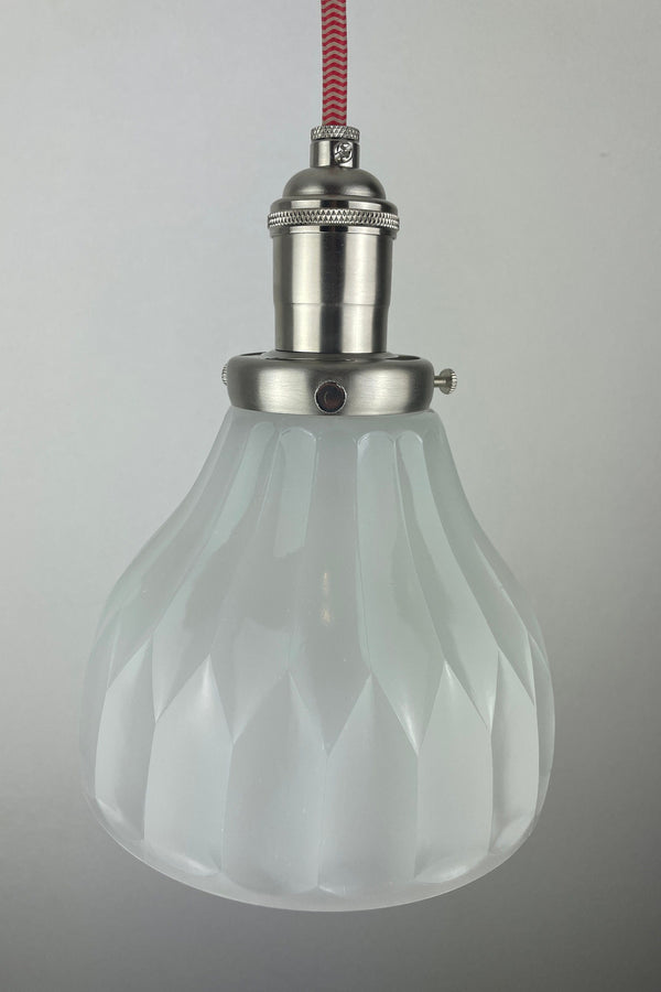 Antique 1920's Petit Off White Milk Glass 5 3/4" Shade now a beautiful Pendant Light