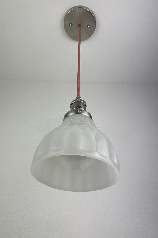 Antique 1920's Petit Off White Milk Glass 5 3/4" Shade now a beautiful Pendant Light