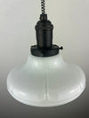 Antique 1920's Milk Glass 6 3/4" Shade now a beautiful Pendant Light shown with custom Black Hardware