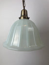 Rare Antique 1920's Bell Shaped Large 11" Milk Glass shown with Custom Antique Brass Chain Hung Hardware