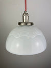 Mid-Century 1950/60's Original Corning Ware Design Wave Milk Glass 10" Shades | Pendant Light W/Custom Satin Nickel Hardware