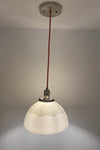 Mid-Century 1950/60's Original Corning Ware Design Wave Milk Glass 10" Shades | Pendant Light W/Custom Satin Nickel Hardware