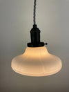 Antique 1920's Milk Glass 6 3/4" Shade now a beautiful Pendant Light shown with custom Black Hardware