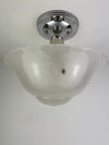 Fabulous Original Art Deco 1940's 3 Chain Semiflush frosted with glass accents  - all new Satin Nickel hardware