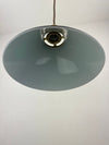 Beautiful vintage dark Emerald Green Glass Shade with interior white casing now a beautiful pendant light with custom Satin Brass hardware