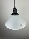 French Vianne 9 3/4" White Glass Shade with original Mouth Blown Sticker