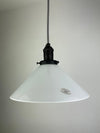 French Vianne 9 3/4" White Glass Shade with original Mouth Blown Sticker