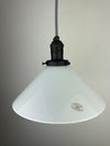 French Vianne 9 3/4" White Glass Shade with original Mouth Blown Sticker