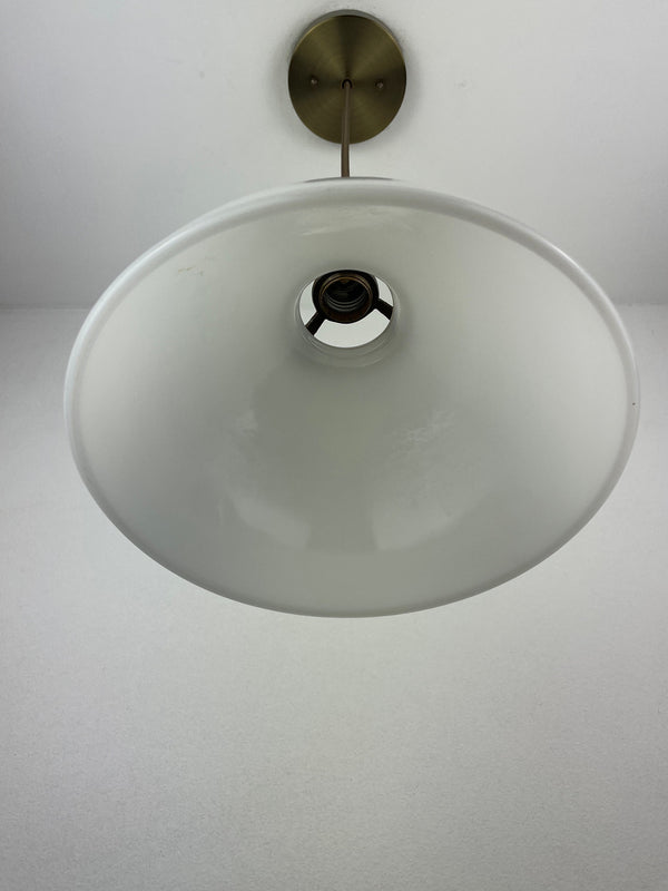 Mid-Century 1950/60's Milk Glass 10" Shades | Pendant Light W/Antique Brass Hardware
