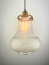 Beautiful 1970's Hand Blown clear/etched/frosted teardrop glass 8" shade now a pendant light