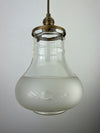 Beautiful 1970's Hand Blown clear/etched/frosted teardrop glass 8" shade now a pendant light