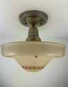 Amber & Cream Art Deco 1940's 3 Chain Semiflush Light - Cream/Amber  W/dotted clear glass pattern