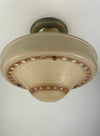 Amber & Cream Art Deco 1940's 3 Chain Semiflush Light - Cream/Amber  W/dotted clear glass pattern