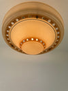 Amber & Cream Art Deco 1940's 3 Chain Semiflush Light - Cream/Amber  W/dotted clear glass pattern