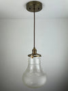 Beautiful 1970's Hand Blown clear/etched/frosted teardrop glass 8" shade now a pendant light