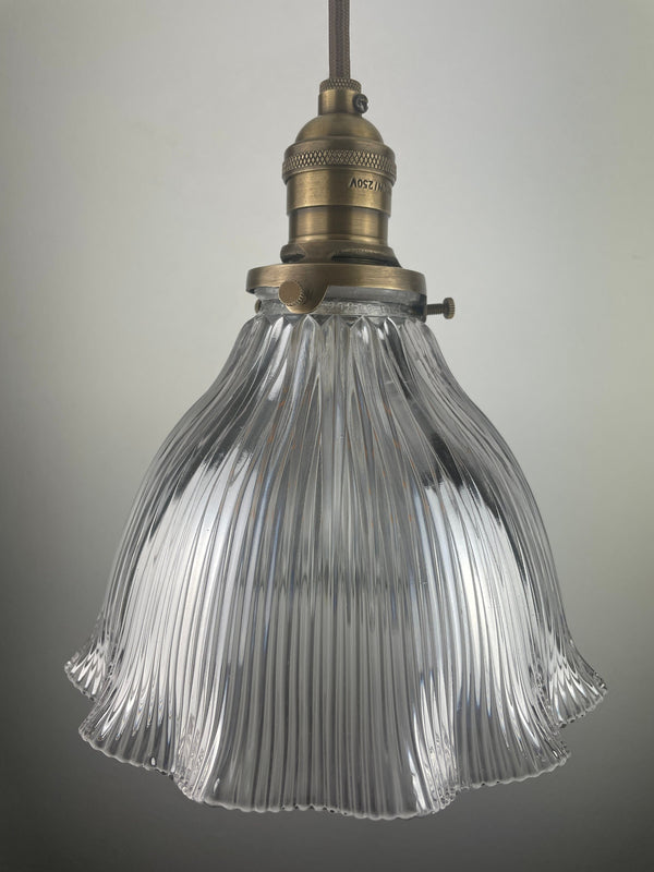 Rare Antique signed 1909 7" Ruffled Holophane beautiful Pendant Light