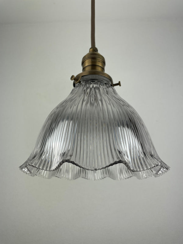 Rare Antique signed 1909 7" Ruffled Holophane beautiful Pendant Light