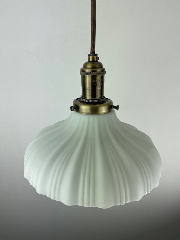 Unique Rare find Satin White Exterior & Milk Glass Interior 9" Shade from 1920's - You choose your hardware/wire