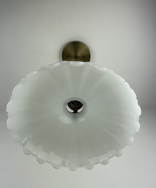 Antique Large 1920's Off White Translucent Milk Glass 10" Shade  Pendant Light  - You choose your hardware/wire
