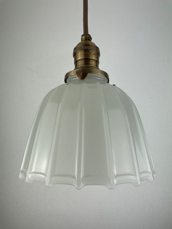 1920's Off White Translucent Milk Glass 6" Shade Pendant Light  - You choose your hardware/wire