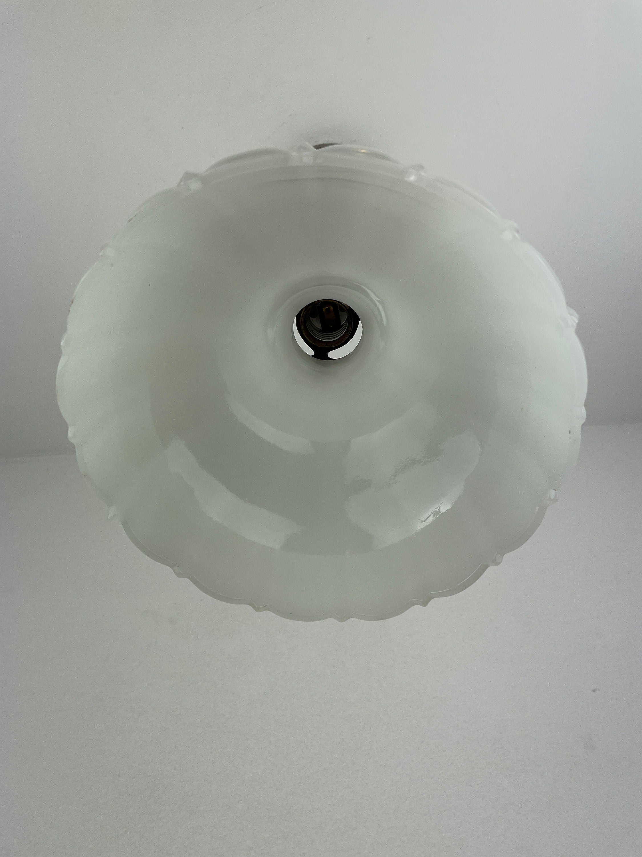 Antique 1920's Fluted Offwhite Translucent Milk Glass 8 3/4