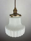 Antique Art Deco 1930's Ribbed Milk Glass Shade - Now a beautiful Pendant Light