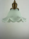 Antique 1920's Ruffled Petticoat Petite Milk Glass Pendant Light with 6 1/4" Shade