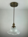 Antique 1920's Ruffled Petticoat Milk Glass Pendant Light with 8" Shade