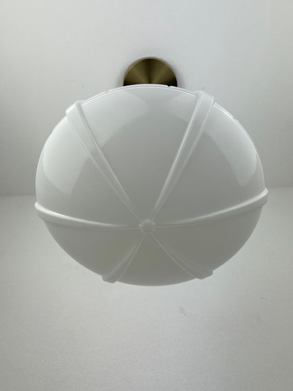 Antique 1920's Brick Design Milk Glass 9" Globe Pendant Light