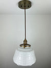 Antique 1920's Brick Design Milk Glass 9" Globe Pendant Light