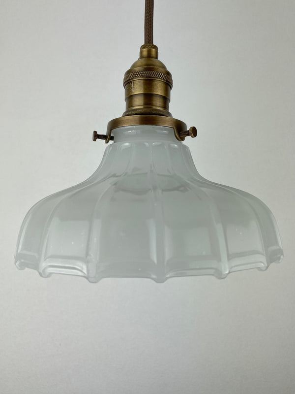 Pair of Antique Art Deco 1920's Off White Translucent Milk Glass 7 1/4 " Pendant Lights ***Note price for Pair***