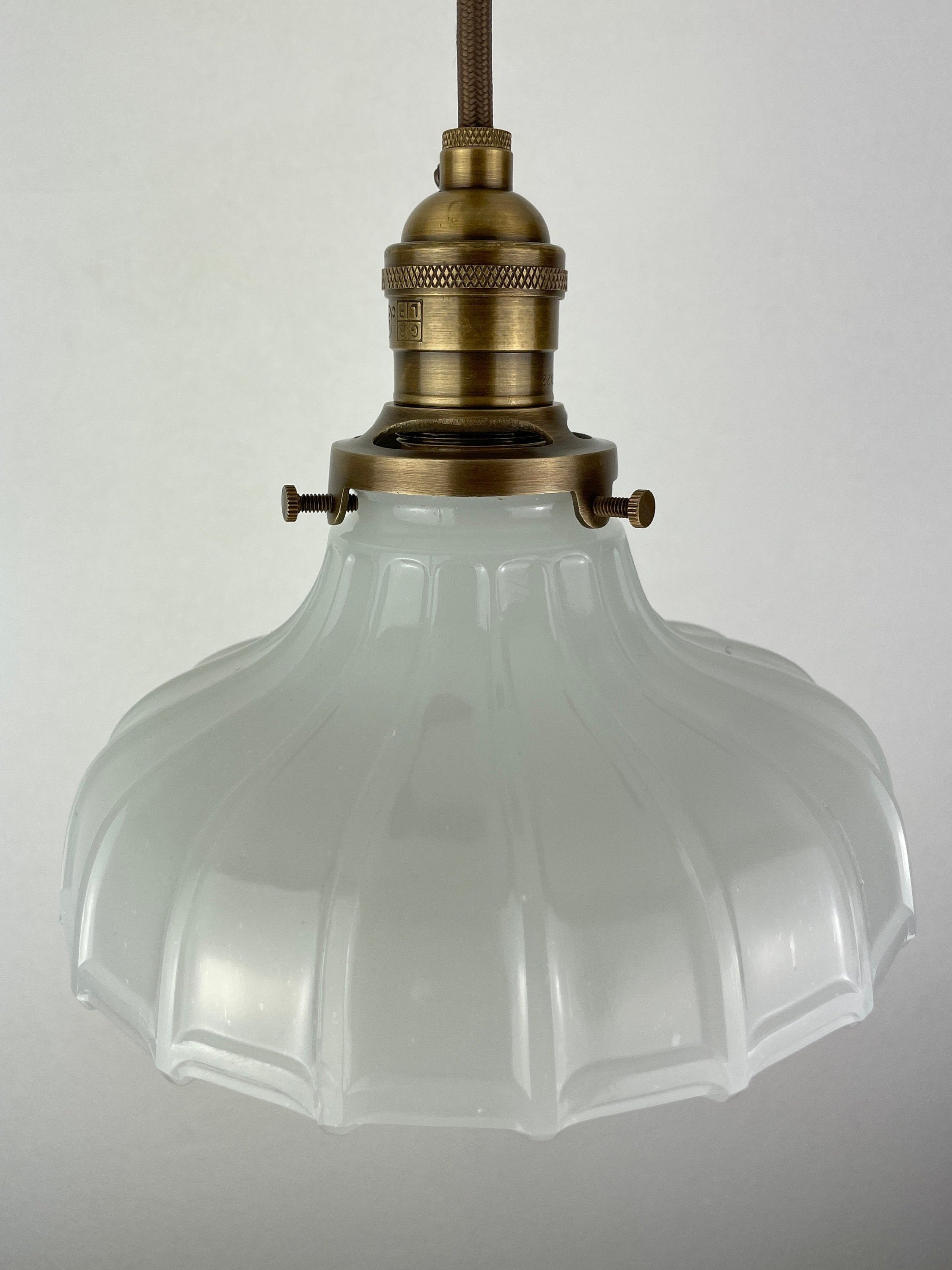 Pair of Antique Art Deco 1920's Off White Translucent Milk Glass 7 1/4 