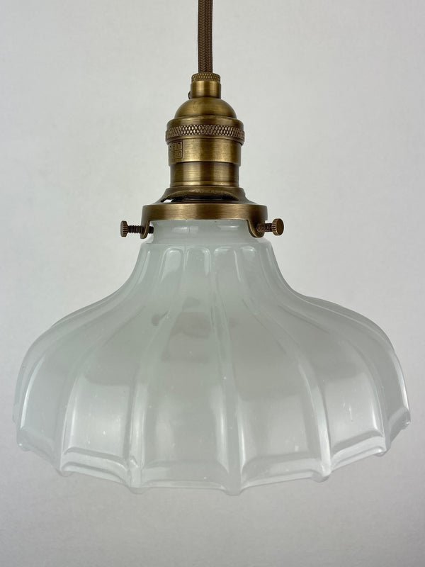 Pair of Antique Art Deco 1920's Off White Translucent Milk Glass 7 1/4 " Pendant Lights ***Note price for Pair***