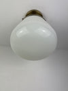 Antique Art Deco 1920's 8" Ribbed Milk Glass Shade - Now a beautiful Semi Flush Pendant Light with Antique Brass Hardware