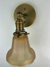 1900's Rare Pair of 5 1/8" Iridescent Signed Nuart Glass shades | Now a pair of Sconces with Antique Brass Hardware