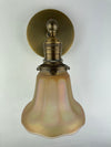 1900's Rare Pair of 5 1/8" Iridescent Signed Nuart Glass shades | Now a pair of Sconces with Antique Brass Hardware