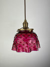 Rare Victorian 1800's Ruby/Cranberry thumbprint Glass 7 3/4" Shade now a beautiful pendant light with Antique Brass Hardware