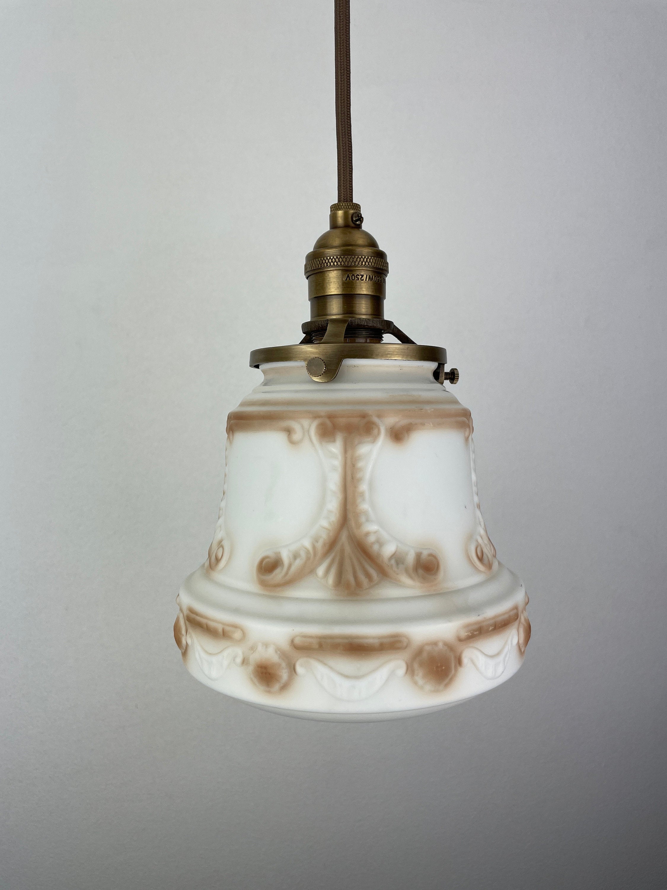 Art Nouveau White with Amber Accents Decorative 6 1/2