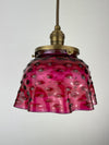 Rare Victorian 1800's Ruby/Cranberry thumbprint Glass 7 3/4" Shade now a beautiful pendant light with Antique Brass Hardware