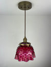 Rare Victorian 1800's Ruby/Cranberry thumbprint Glass 7 3/4" Shade now a beautiful pendant light with Antique Brass Hardware